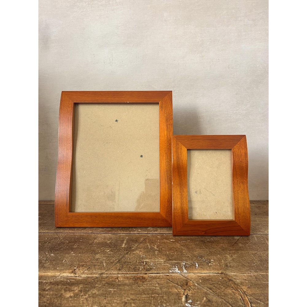 Vintage MCM Wavy Wood Photo Frames – Mid Century Modern 4x6 Picture Set